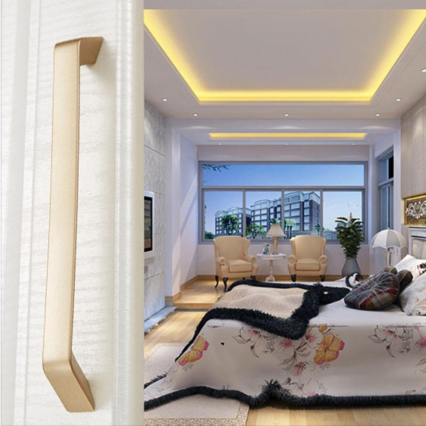 9008-224 Modern Simple Cabinet Door Handle Drawer Wardrobe Zinc Alloy Handle(Gold)