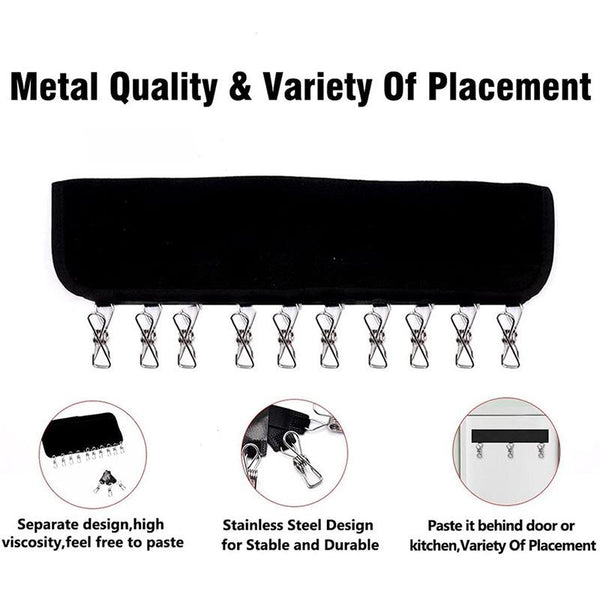 Adhesive Hanger Detachable Travel Folding Portable Hat Clip Hanger Bathroom Cloth Clothes Clip(Black)