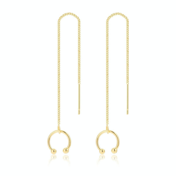 E2210-1 Dual Ball C Clip Long Ear Wire Women Simple Earrings