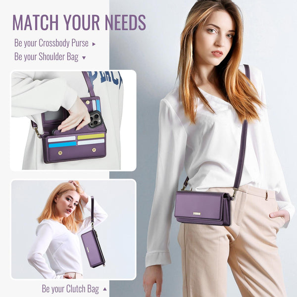 CaseMe Me30 Multi Functional Diagonal Cross Bag Phone Case(Purple)