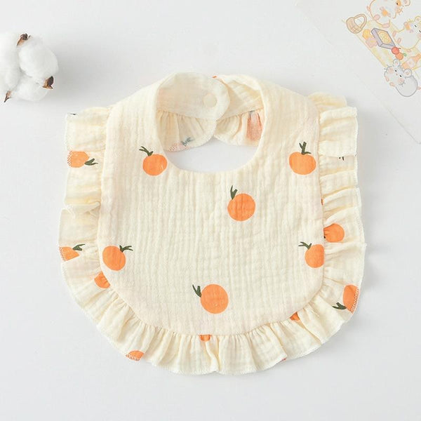 Baby Feeding Bib Ruffle Infants Saliva Towel Soft Cotton Burp Cloth, Style: Yellow Orange