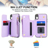 For iPhone XR Double Flap Zipper RFID Leather Phone Case with Short Lanyard(Light Purple)