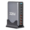 YMX-320W GaN 320W USB x 4, USB-C / Type-C x 4 Fast Charger, Plug Type:US Plug(Grey)