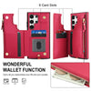 For Samsung Galaxy S24 Ultra 5G Double Flap Zipper RFID Leather Phone Case with Short Lanyard(Red)