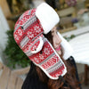 Autumn and Winter Women Snowflake Pattern Thick Warm Ear Protected Cap Flight Hats(Red)