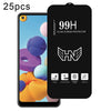 For Samsung Galaxy A21 25pcs High Aluminum Large Arc Full Screen Tempered Glass Film