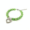 Green Pearl Pet Collar, M, Cat & Dog, Rhinestone, Adjustable