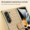 For Samsung Galaxy Z Fold4 VIETAO Woven Leather Metal Ring Phone Case(Pink)