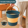 Medium 10L Folding Thickened Portable Plastic Bucket Outdoor Fishing Barrel Car Travel Wash Barrel(Deep Blue)