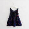 Summer Girls Cherry Pattern Sleeveless Dress, Kid Size:90cm(Navy Blue)