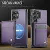 For Samsung Galaxy S24 Ultra 5G JEEHOOD J06 British Style RFID MagSafe Card Bag PU Phone Case(Purple)