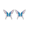 S925 Sterling Silver Platinum Plated Gradient Butterfly Earrings(BSE987)