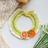 Handmade Knitted Pet Scarf, Lime Green & Orange (M) - Cat & Dog Collar