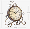 Iron Mute Clock Retro Living Room Decoration Clock(White)