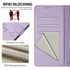 For Samsung Galaxy A56 5G Smile Embossing RFID Leather Phone Case(Light Purple)