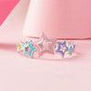 S925 Sterling Silver Dopamine Color Star Open Adjustable Ring