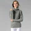 Women High Neck Knitted Sweater Long Sleeve Stranded Flower Bottoming Sweater, Size: XXL(Gray)