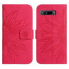 For Asus ROG Phone 3 ZS661KS Skin Feel Sun Flower Pattern Flip Leather Phone Case with Lanyard(Rose Red)