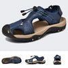 Summer Large Size Men Beach Shoes Leather Breathable Wading Casual Sandals, Size: 46(Blue)