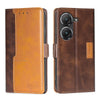 For Asus Zenfone 9 Contrast Color Side Buckle Leather Phone Case(Dark Brown + Gold)