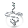 S925 Sterling Silver Platinum-plated Snake Rose Open Ring, Model: BSR199