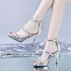 Sexy Peep Toe Five Pointed Star High Heels Sandals Wedding Shoes, Size:36(Silver)