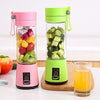 USB Rechargeable Electric Automatic Vegetable Fruit Citrus Orange Juice Maker Cup Mixer Bottle (380ML)(4 Blades Green)