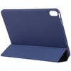 For iPad Air 2022 / 2020 10.9 Silicone 3-Folding Full Coverage Leather Case(Dark Blue)