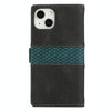 For iPhone 13 mini Grid Stitching Leather Phone Case with Lanyard(Black)
