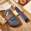 Hallmo Car Cowhide Leather Key Protective Cover Key Case for Volkswagen Golf 8(Blue)