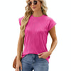 Ladies Summer Round Neck Loose Short Sleeve T-Shirt, Size: M(Rose Pink)
