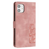 For iPhone 12 mini Tulips Embossed Leather Phone Case with Lanyard(Pink)