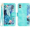 For Samsung Galaxy A06 4G Floral Pattern Leather Phone Case with Lanyard(Green)