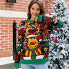 Casual Christmas Snowman Pullover Sweater Women Cartoon Knitwear, Size: L(Elk)