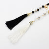 Women Metal Waist Chain Belt Skirt Accessories with Tassel(Black)