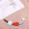 Colorful Resin Beads Statement Necklace Women Multicolor Wood Necklaces Pendants(Red)
