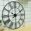 40cm Retro Living Room Iron Round Roman Numeral Mute Decorative Wall Clock (Black)