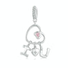 S925 Sterling Silver Platinum-Plated Valentine Day Letter Love Couple Pendant(BSC972)