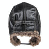 Autumn Winter Imitation Leather Outdoor Ride Hat Ear Protection Pilot Hat, Size: XL About 58-60cm(Black)