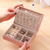 Portable Princess Style Jewelry Box Small Simple Earrings Ring Storage Box, Specification: 16.5x11.5x5.8cm(Navy Blue)