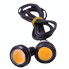 2 PCS 2x 3W 120LM Waterproof Eagle Eye Light Yellow LED Light for Vehicles, Cable Length: 60cm(Black)