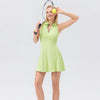Lapel One-piece Tennis Skirt Quick-drying Breathable Waisted Sports Dress, Size: S(Black)