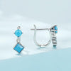 SCE1539 S925 Sterling Silver Prong Set Synthetic Turquoise Geometric Earrings