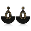 Bohemian Tassel Earrings Female Ethnic Style Rice Bead Earrings(Black)