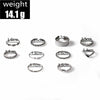 10pcs/set Multi-Metal Twisted Pearl Hollow Open Ring(SKU6234 Silver)