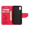 For iPhone X / XS Pressed Flowers Butterfly Pattern Horizontal Flip Leather Case with Holder & Card Slots & Wallet & Lanyard(Red)