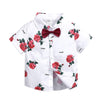 Summer Boys Print Short Sleeve Shirt + Shorts Set, Kid Size:120cm(White)
