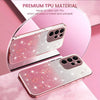 For Samsung Galaxy S22 Ultra 5G Gradient Glitter Flower All-inclusive Phone Case(Pink)