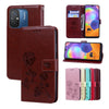For Xiaomi Redmi 12C/11A 4G Global/Poco C55 Rose Embossed Flip PU Leather Phone Case(Brown)