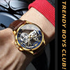 OLEVS 6661 Men Fashion Luminous Waterproof Mechanical Watch(Blue + Gold)